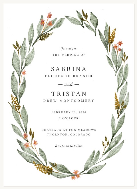 Painted Wreath Wedding Invitations