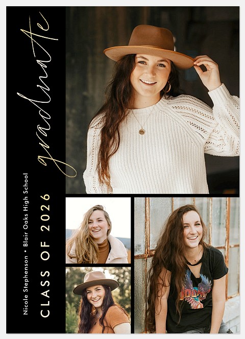 Vertical Script Graduation Cards