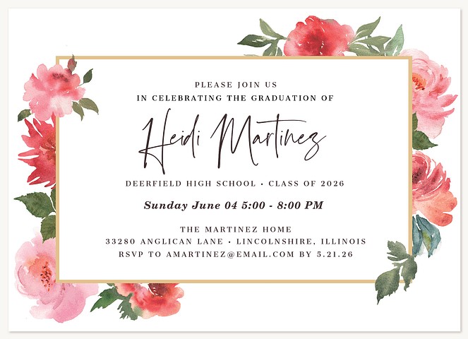 Framed in Flowers Graduation Cards