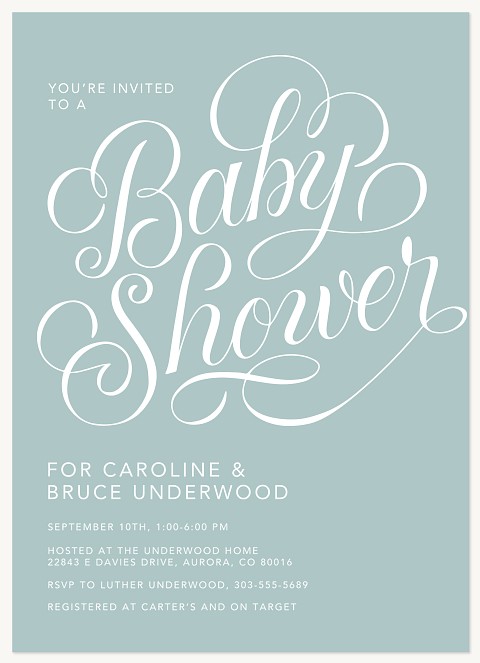 Cursive Shower Baby Shower Invites