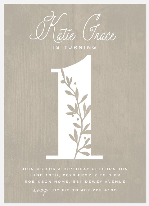 Rustic Number Kids' Birthday Invitations