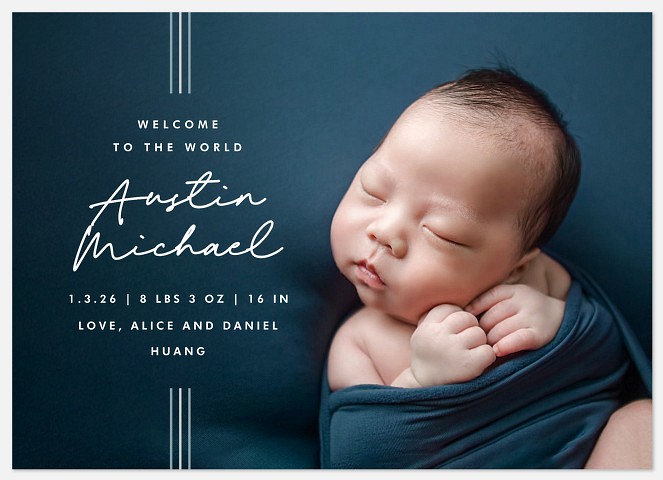 Pinstripe Baby Birth Announcements