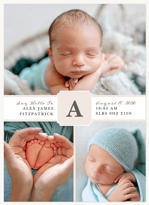 Boxed Monogram Baby Announcements
