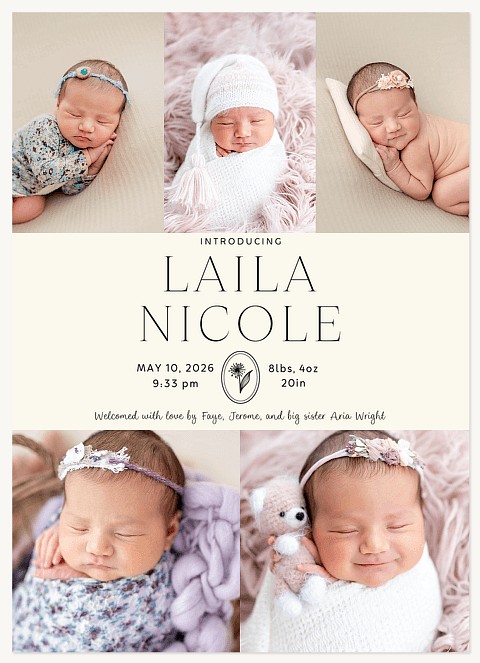 Floral Stamp Baby Announcements