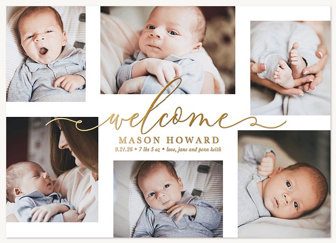 Gilded Script Baby Announcements