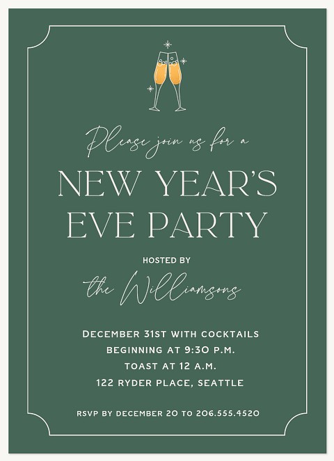 Clinking Glasses Holiday Party Invitations
