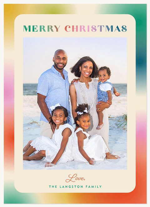 Rainbow Ombre Personalized Holiday Cards