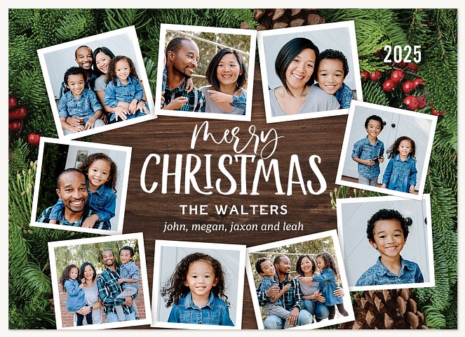 Woodsy Greenery Personalized Holiday Cards