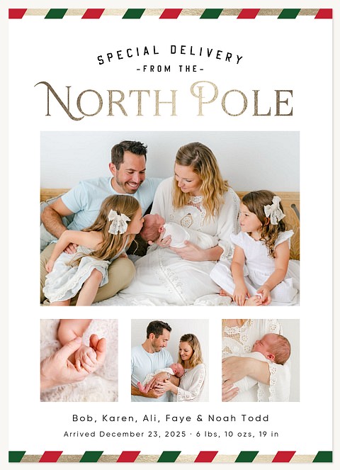 North Pole Delivery Personalized Holiday Cards