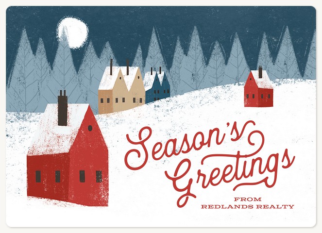 Moonlit Village Holiday & Christmas Magnet Cards