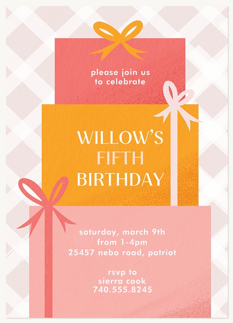 Gift Stack Kids Birthday Invitations