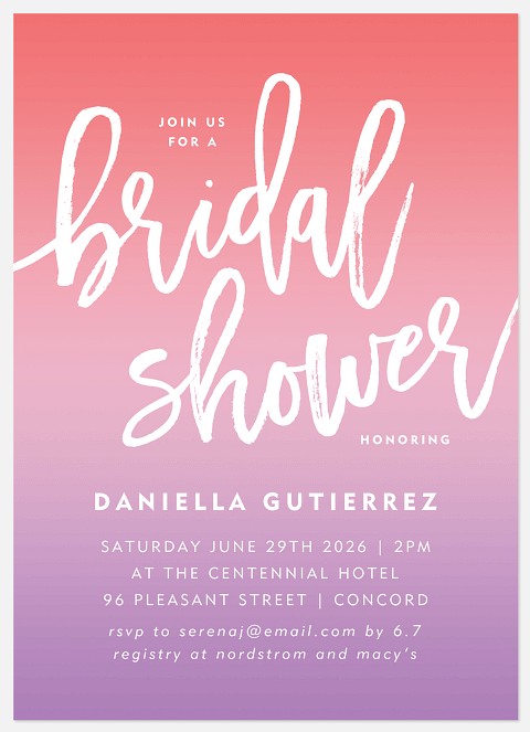 Modern Ombré Bridal Shower Invitations