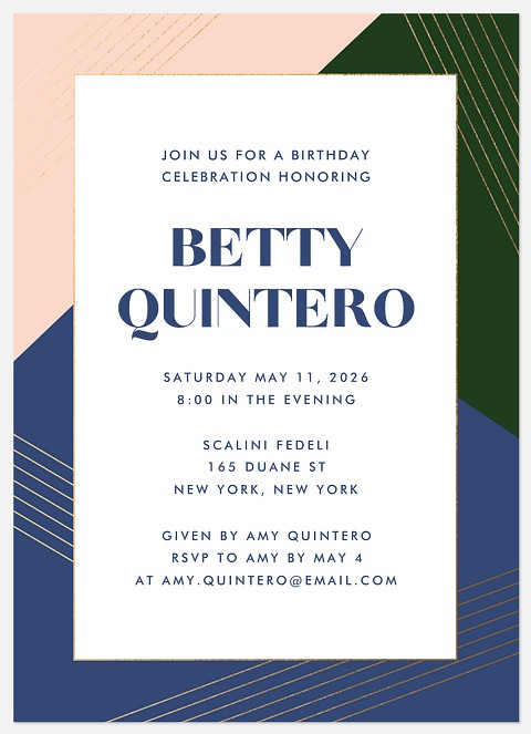 Fresh Colorblock Adult Birthday Invitations