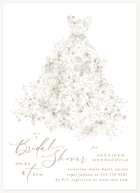 Hand Painted Dress Bridal Shower Invitations