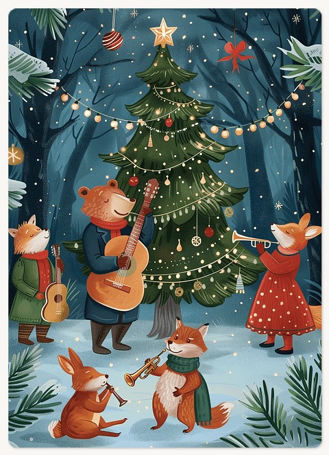 Forest Symphony Holiday & Christmas Magnet Cards