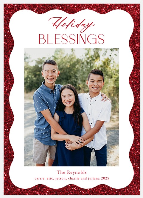 Ruby Wave Frame Holiday Photo Cards