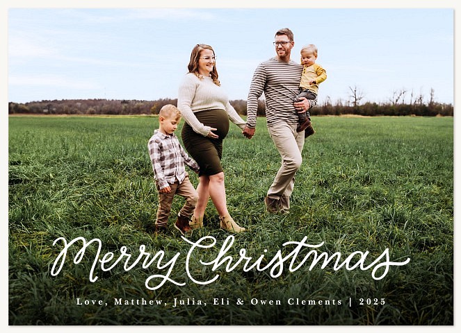 Monoline Script Personalized Holiday Cards