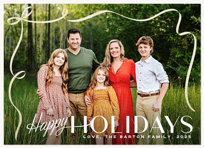 Glitter Bow Personalized Holiday Cards