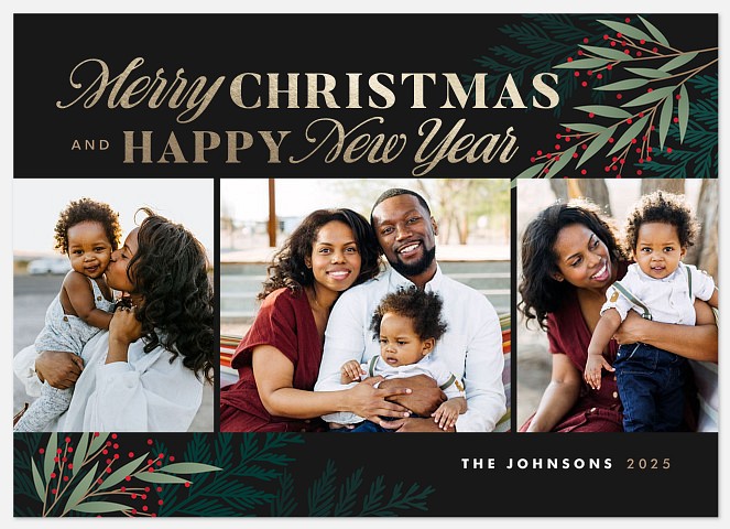 Festive Trio Holiday Photo Cards