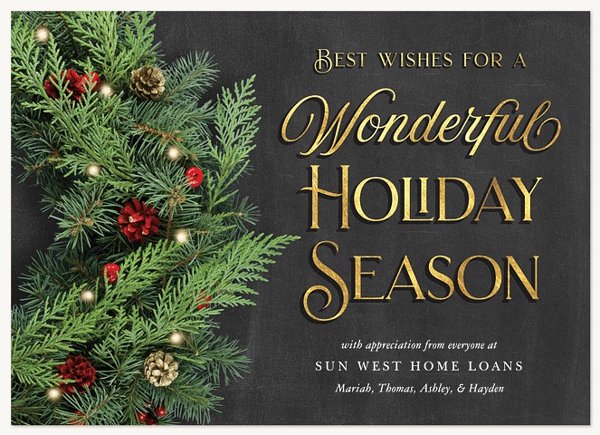 Fairy Light Wreath Business Holiday Cards