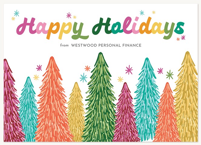Vibrant Forest Business Holiday Cards