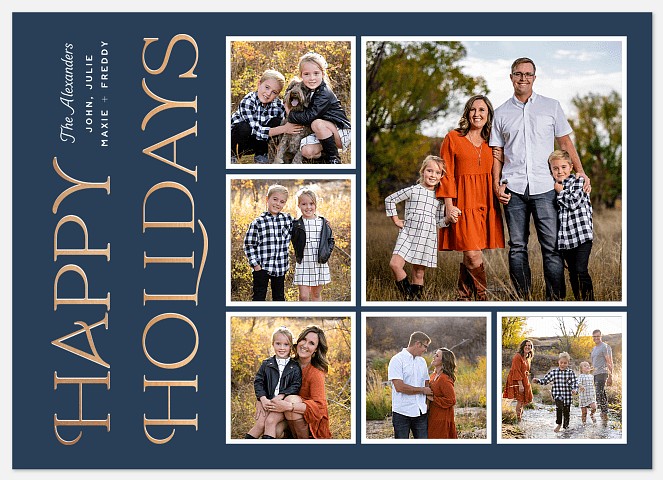 Vertical Lineup Holiday Photo Cards
