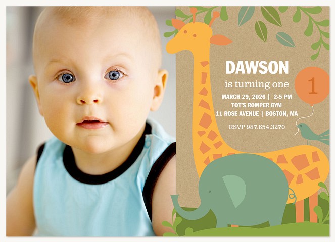 Safari Buddies First Birthday Invitations