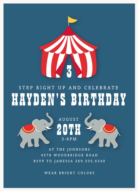 Circus Tent First Birthday Invitations