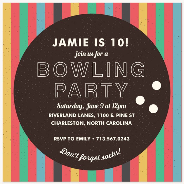 Retro Bowling Girl Birthday Party Invitations