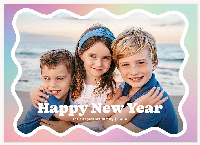 Ombre Wave Personalized Holiday Cards