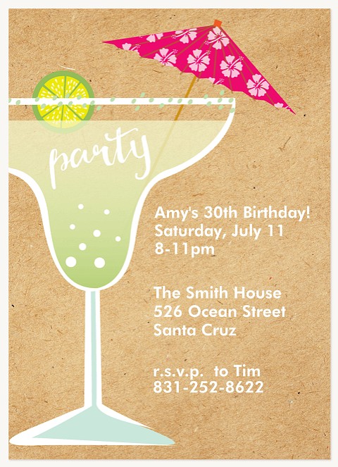 Margarita Lime Adult Birthday Party Invitations