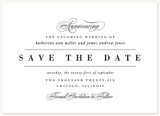 Timeless Perfection Save the Date Cards
