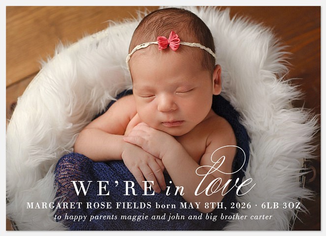 Calligraphy Love Baby Birth Announcements