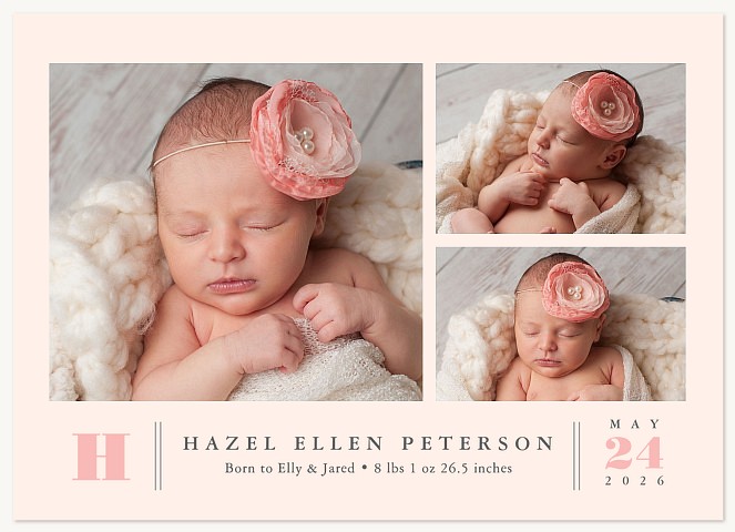 Sweet Monogram Girl Baby Announcements