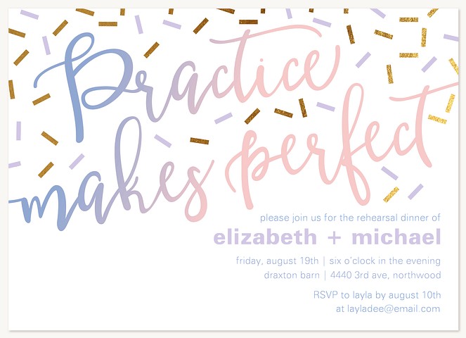 Practice Confetti Rehearsal Dinner Invitations