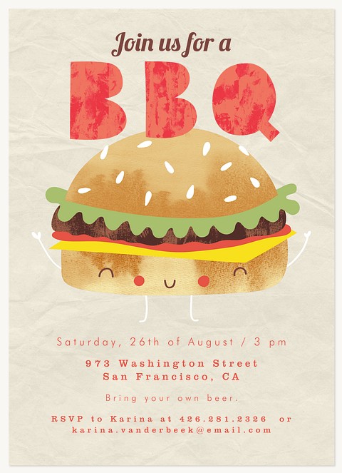 Happy Burger Summer Party Invitations