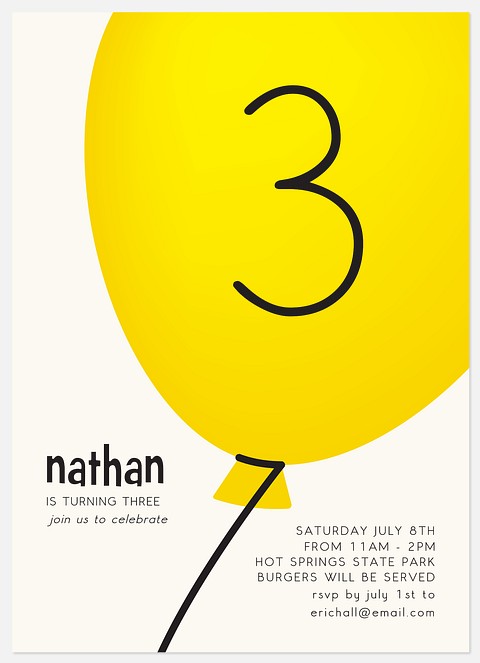 Birthday Balloon Kids' Birthday Invitations