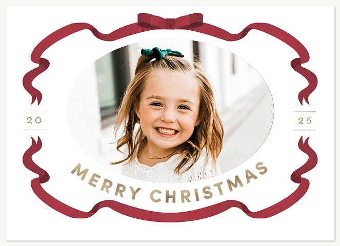 Ribbon Frame Personalized Holiday Cards