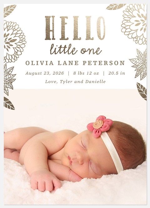Gilded Hello Baby Birth Announcements