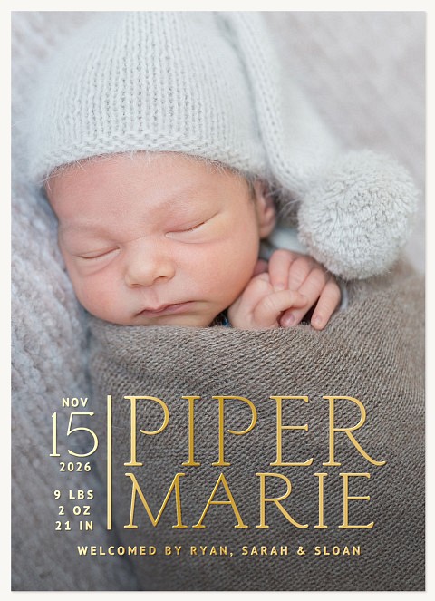 Golden Introduction Baby Announcements