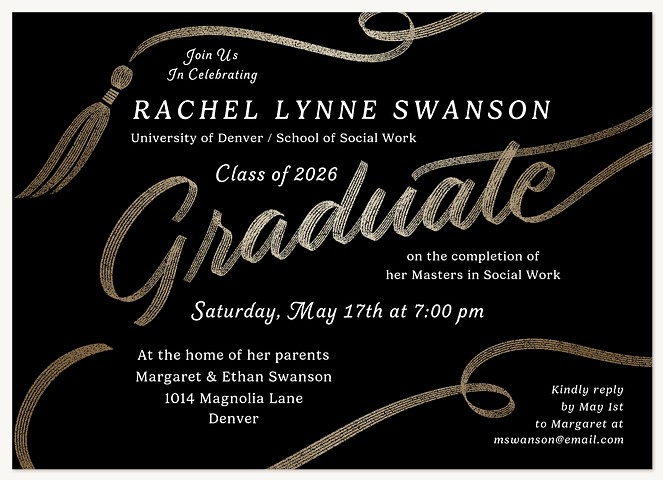 Ribbon Flourishes Graduation Cards