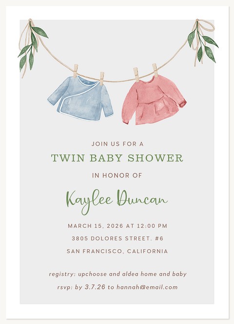 Baby Clothes Baby Shower Invites