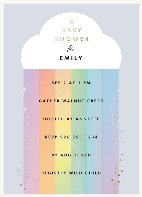 Rainbow Cloud Baby Shower Invites