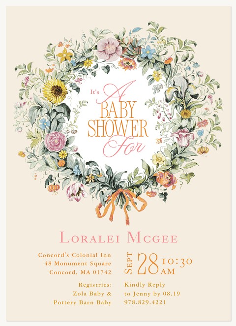 Garden Wreath Baby Shower Invites