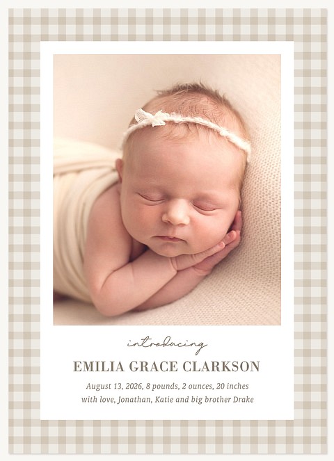 Classic Gingham Baby Announcements