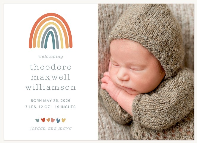 Retro Rainbow Baby Announcements