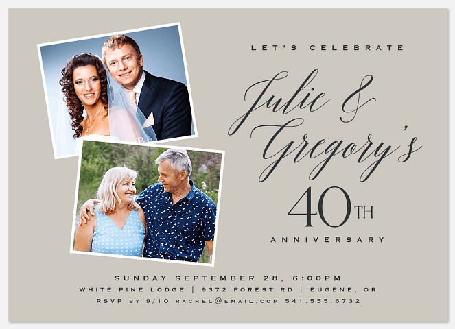 Then & Now Script Anniversary Invitations