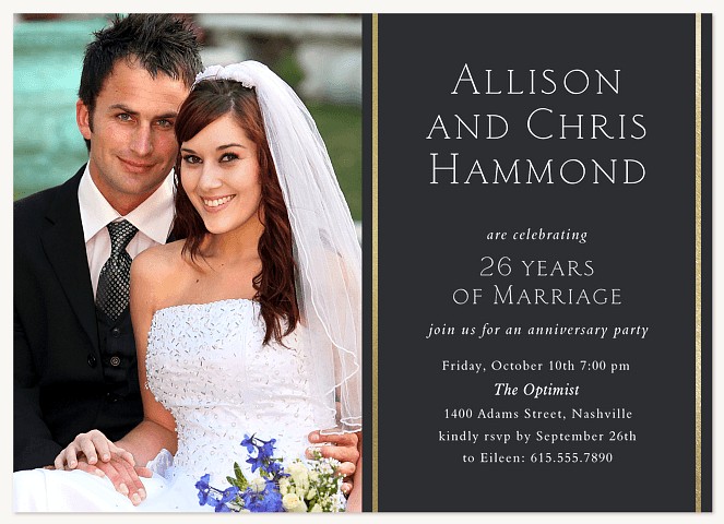 Touch of Gold Wedding Anniversary Invitations