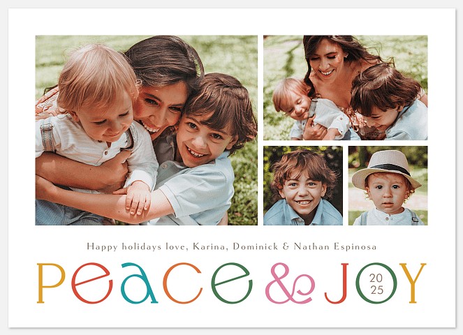 Colorful Peace Holiday Photo Cards