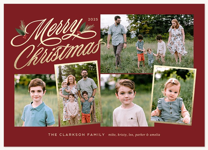 Accented Frames Personalized Holiday Cards